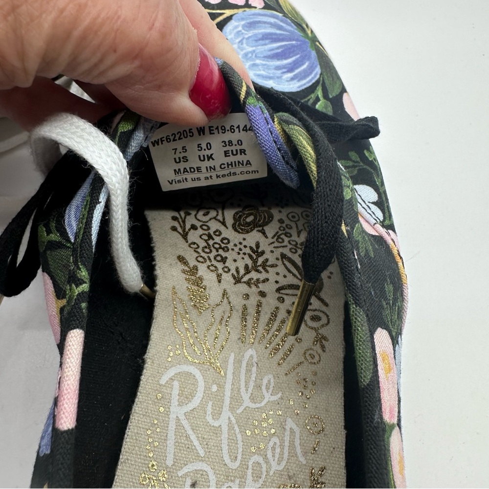 Keds X Rifle Paper Co Floral Canvas Sneakers 7.5 - Picture 11 of 11